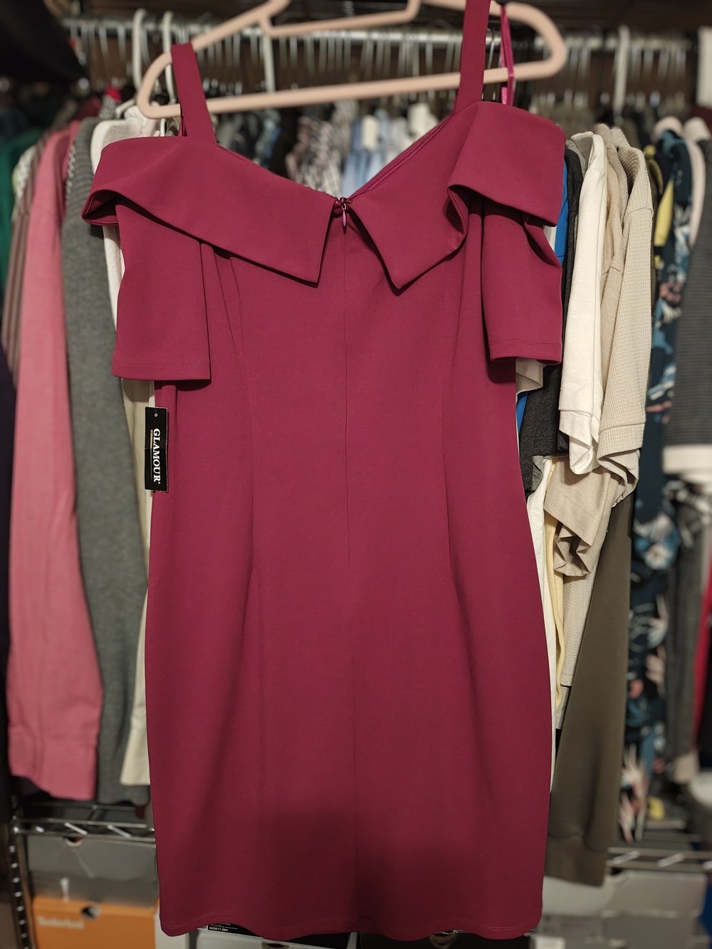 Glamour Raspberry Off-Shoulder Mini Dress